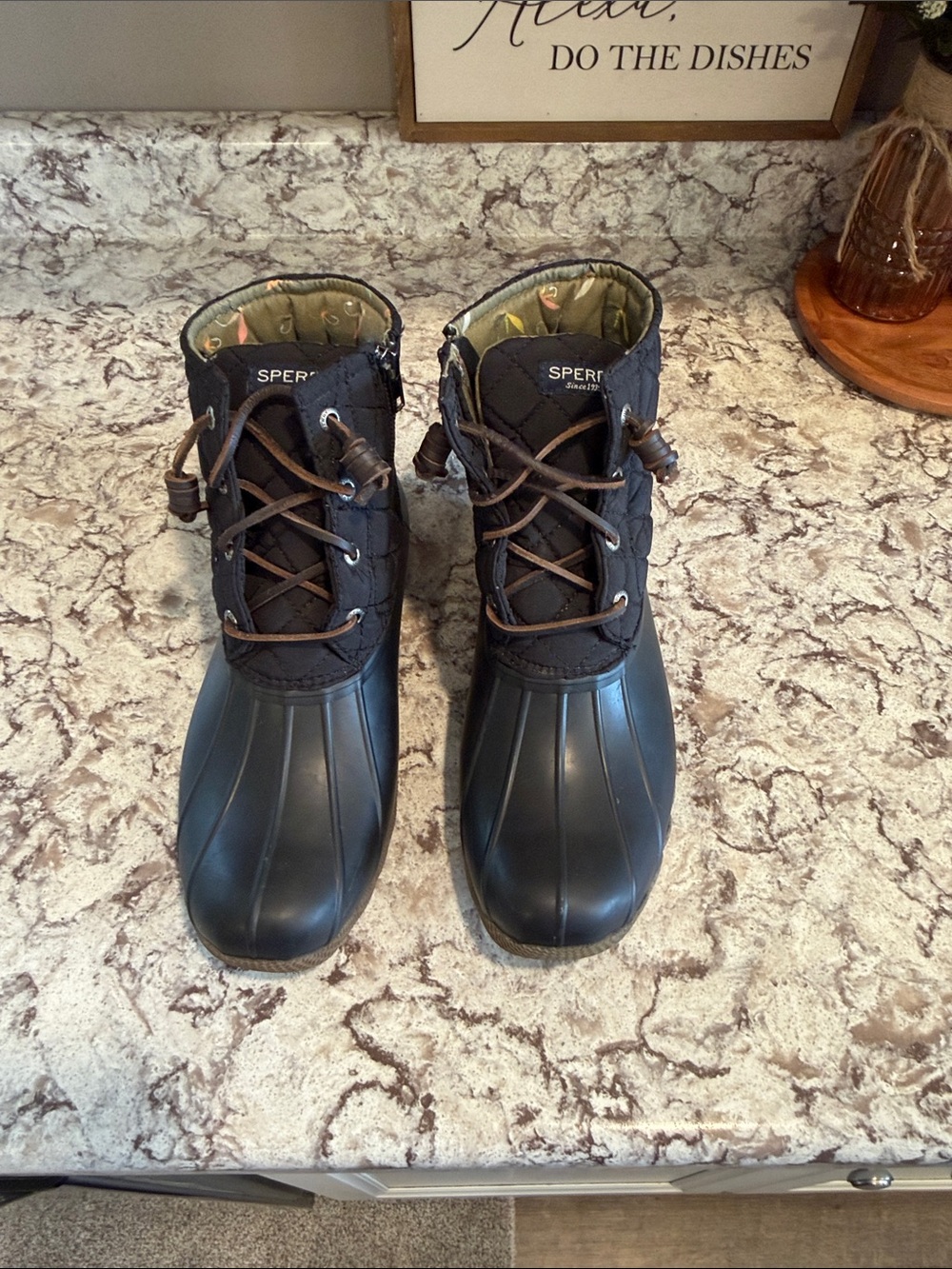 Sperry Black Waterproof Duck Boots for Women